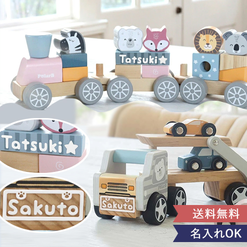 ポーラービー（PolarB）名前入りカーキャリア＆名前入りつみきトレイン